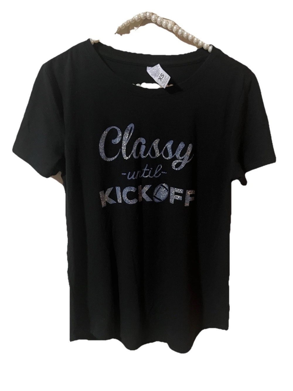 Classy‎ Until Kickoff  T-Shirt for Women Funny Football Tee SZ XS